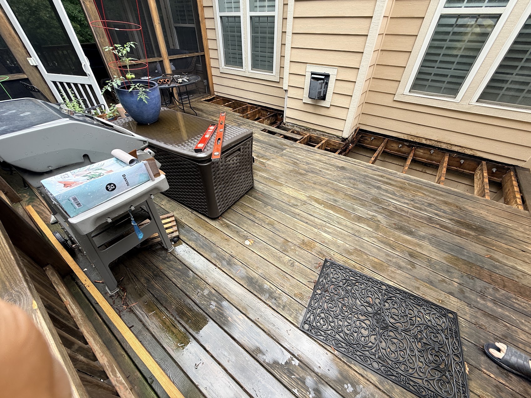 Deck before board replacement Charlotte NC