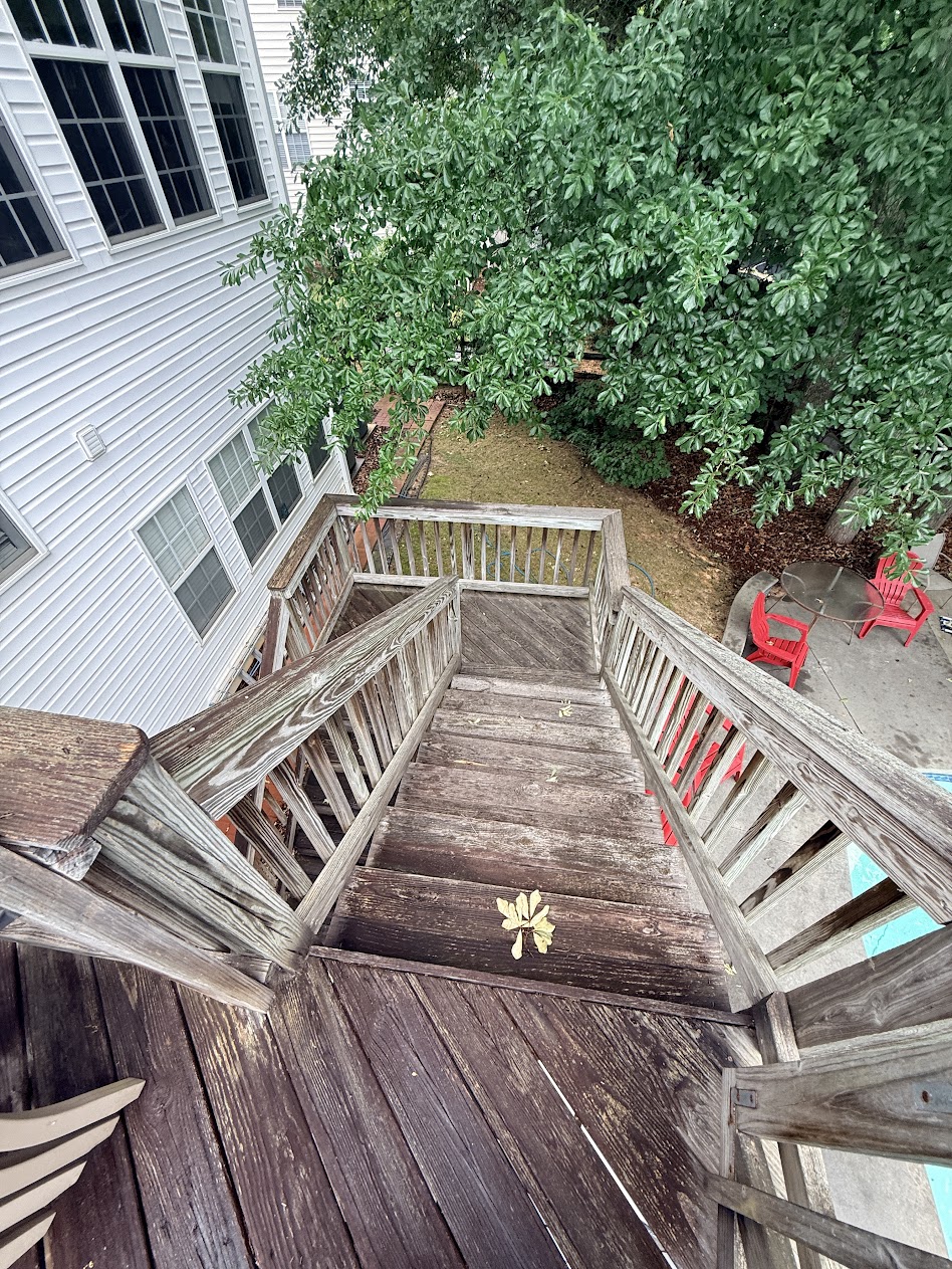 Deck stairs before renovation Charlotte NC