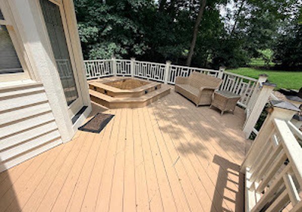 Painted wood deck before composite resurfacing