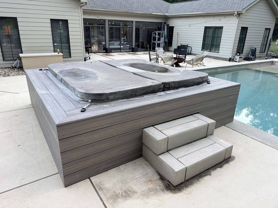 Custom composite hot tub surround built by JeDi Works